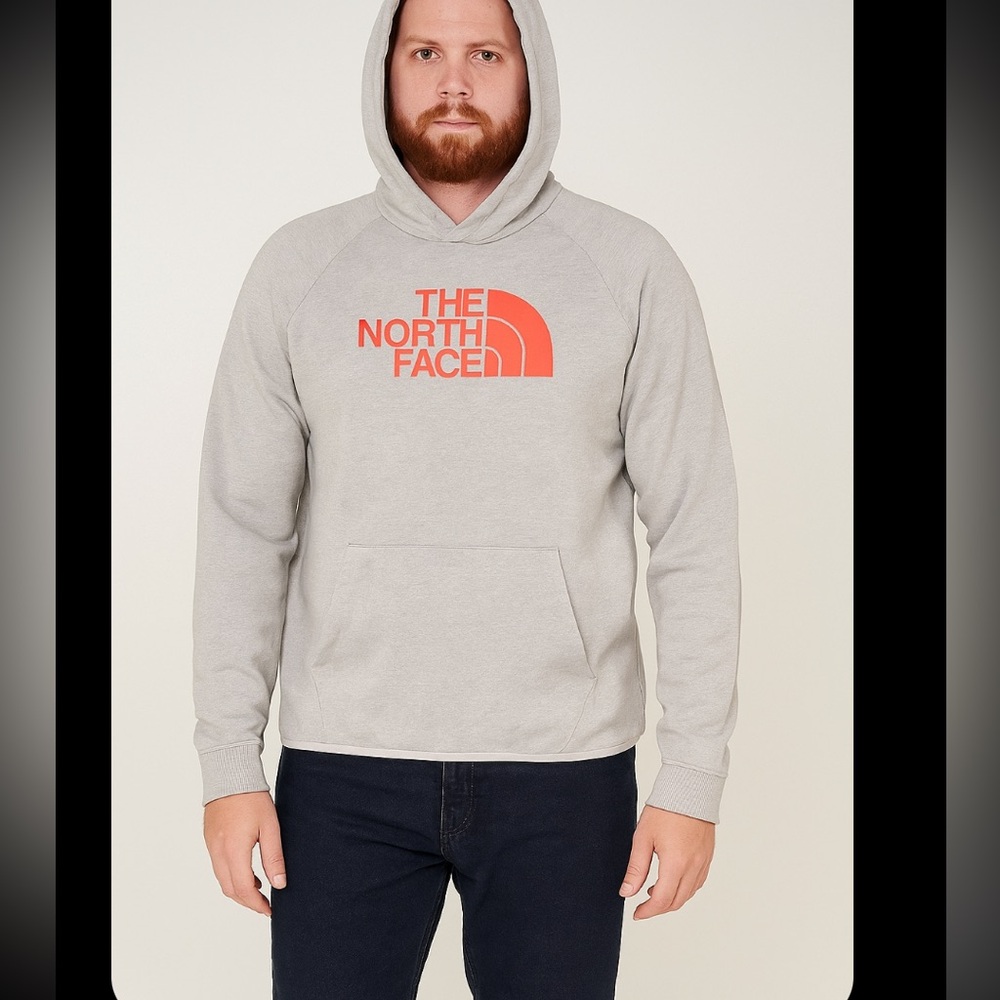 The North Face Women's Grey and Red Hoodie Large